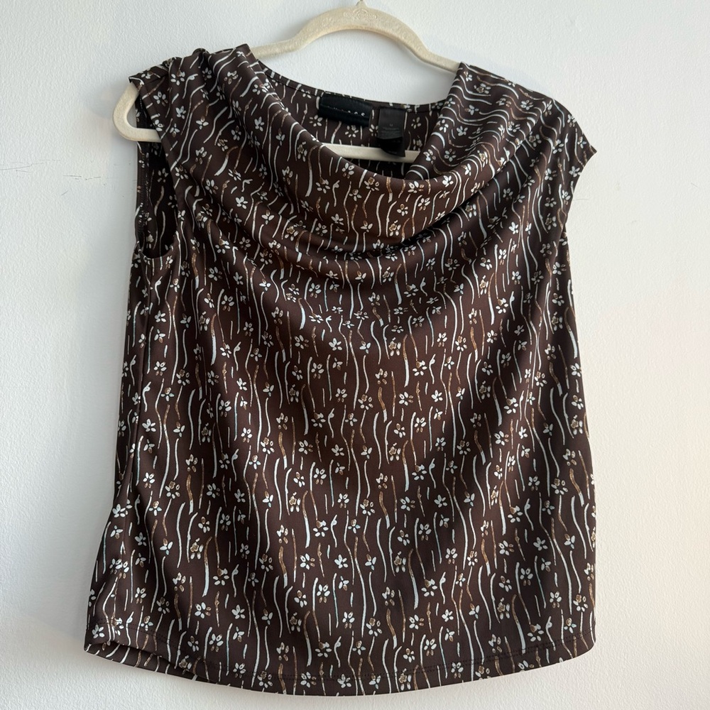 Axcess Dark Brown Floral matching set sleeveless top and skirt